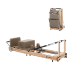 Korra Folding Oak Pilates Reformer - Light Mocha Leather - Image 2